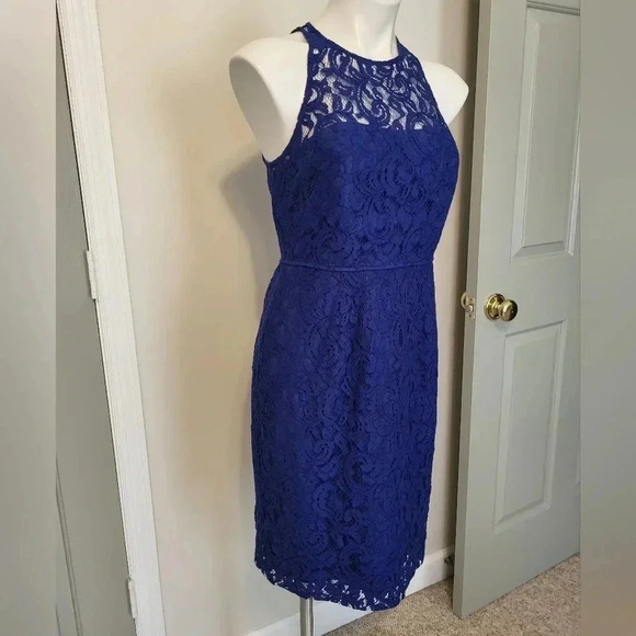 J.Crew Navy Pamela Leavers Eyelet Lace Sleeveless Dress(4) - Picture 3 of 11